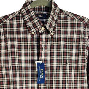 Polo Ralph Lauren Classic Long Sleeve Button Red Green Plaid Mens Size Small